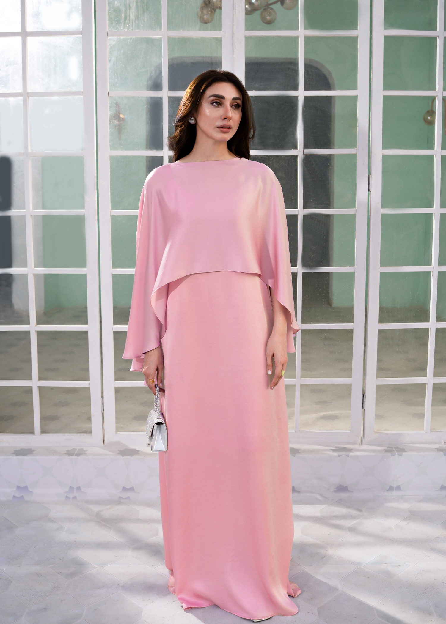 Orchid Cape Silk Dress