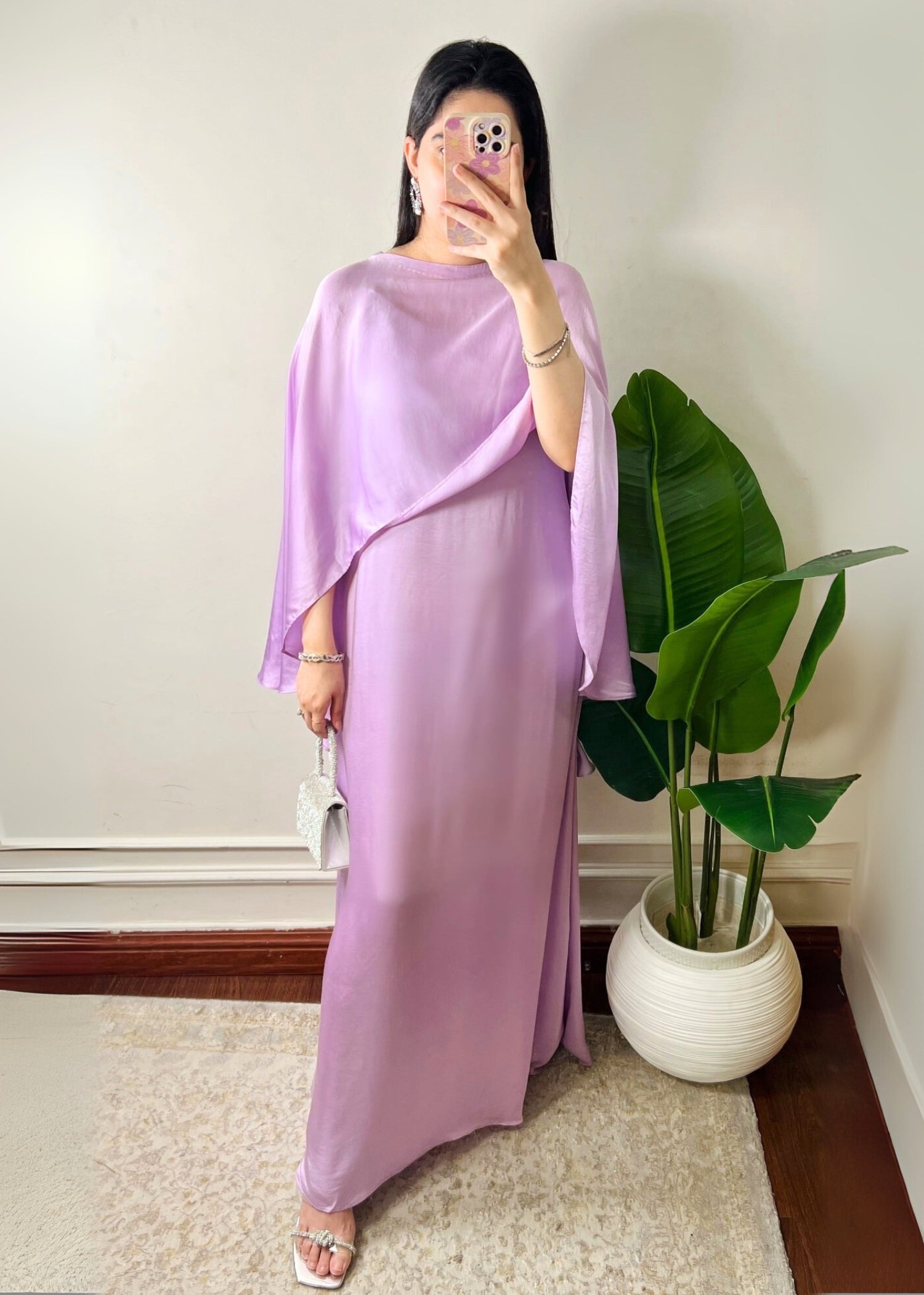 Orchid Cape Silk Dress