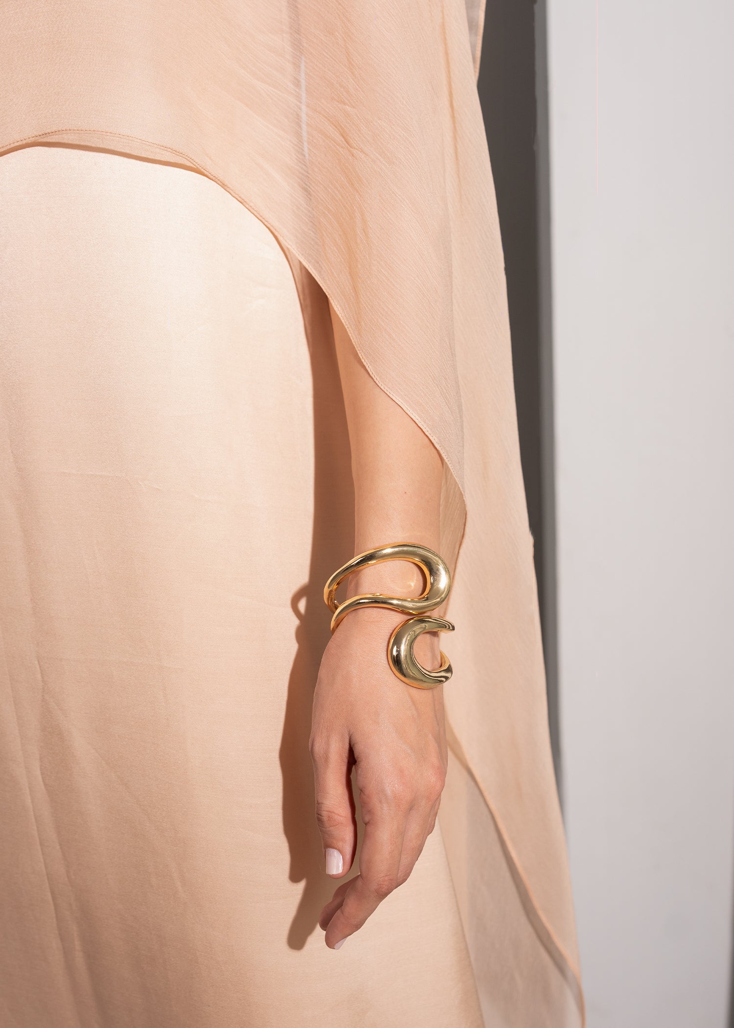 Champagne Silk Cape Dress
